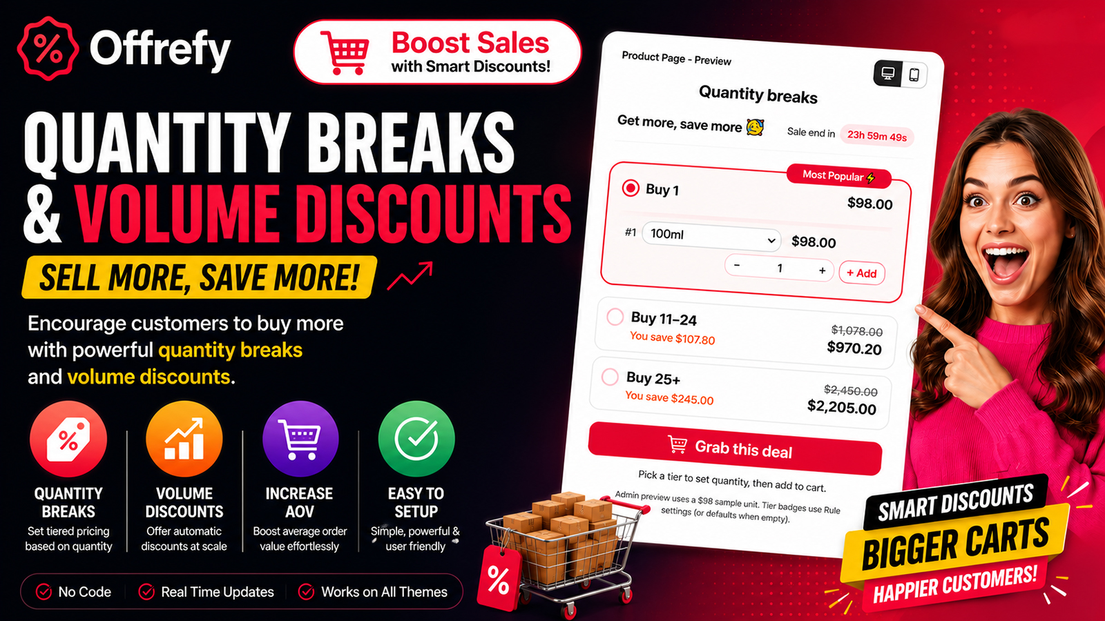 Offrefy — best Shopify quantity breaks app for volume discounts